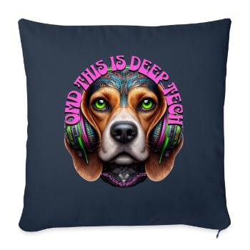 OMD THIS IS DEEP TECH -Cute Beagle with Headphones - Sofa pillowcase 17,3'' x 17,3'' (45 x 45 cm) - navy - Front
