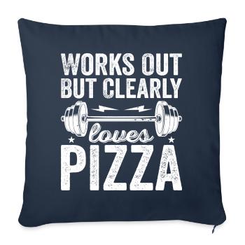 Works Out But Clearly Loves Pizza | I Love Pizza - Sofa pillowcase 17,3'' x 17,3'' (45 x 45 cm) - navy - Front