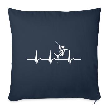 Courbe ECG Courbe cardiaque - Espadon Pêche en haute mer - Housse de coussin décorative 45 x 45 cm - bleu marine - Devant
