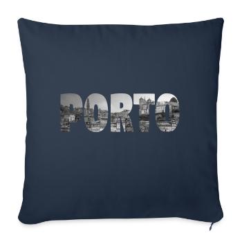 Porto Portugal - Housse de coussin décorative 45 x 45 cm - bleu marine - Devant