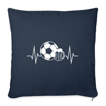 Football and beer heartbeat pulse motif - Sofa pillowcase 17,3'' x 17,3'' (45 x 45 cm) - navy - Front