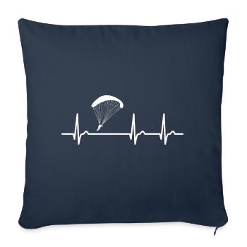 ECG curve - heart curve - pulse - flying paraglider - Sofa pillowcase 17,3'' x 17,3'' (45 x 45 cm) - navy - Front