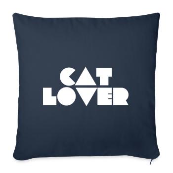 Amoureux des chats - Housse de coussin décorative 45 x 45 cm - bleu marine - Devant