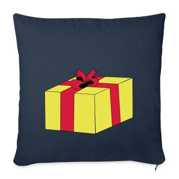 Emballage cadeau surprise, boucle de paquets - Housse de coussin décorative 45 x 45 cm - bleu marine - Devant
