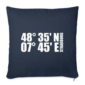 Coordonnées de Strasbourg - Housse de coussin décorative 45 x 45 cm - bleu marine - Devant
