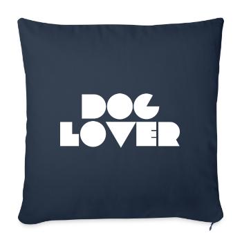 Amoureux des chiens - Housse de coussin décorative 45 x 45 cm - bleu marine - Devant