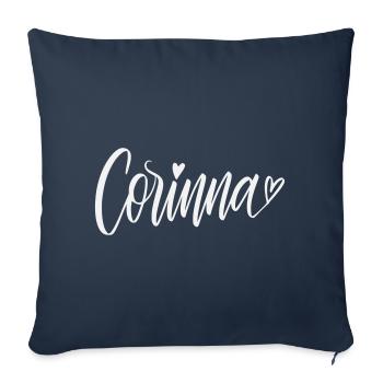 Corinna Écriture manuscrite avec cœur - Housse de coussin décorative 45 x 45 cm - bleu marine - Devant