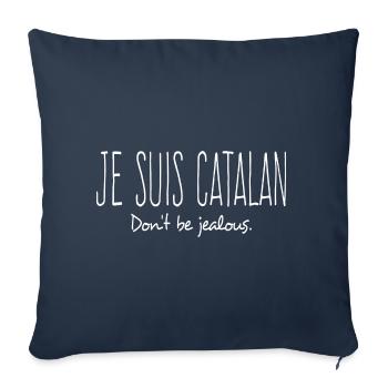 je suis catalan cadeau homme femme humour catalan - Housse de coussin décorative 45 x 45 cm - bleu marine - Devant