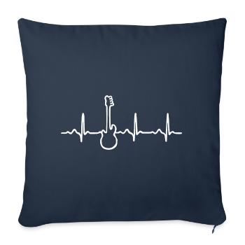 Heartbeat guitare - guitare électrique acoustique basse - Housse de coussin décorative 45 x 45 cm - bleu marine - Devant