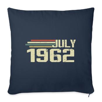 Anniversaire juillet 1962 Année 1962 juillet Né en 1962 - Housse de coussin décorative 45 x 45 cm - bleu marine - Devant
