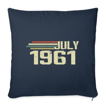Anniversaire juillet 1961 Année 1961 juillet Né en 1961 - Housse de coussin décorative 45 x 45 cm - bleu marine - Devant