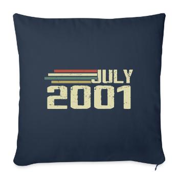 Anniversaire Juillet 2001 Année 2001 Juillet Année 2001 - Housse de coussin décorative 45 x 45 cm - bleu marine - Devant