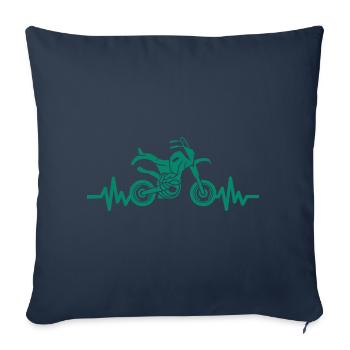 Heartbeat Motorcycle - Motorcross - Sofa pillowcase 17,3'' x 17,3'' (45 x 45 cm) - navy - Front