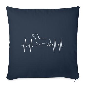 Dachshund with heart line - I love my dachshund - Sofa pillowcase 17,3'' x 17,3'' (45 x 45 cm) - navy - Front