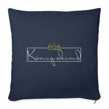 Koenigskind - weiß mit goldener Krone - Sofakissenbezug 45 x 45 cm - Navy - Vorne
