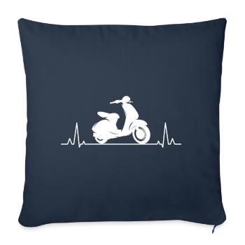 Scooter Rider Scootering Moto Cyclomoteur Heartbeat - Housse de coussin décorative 45 x 45 cm - bleu marine - Devant