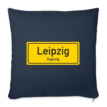 Nom de lieu de Leipzig allemagne - Housse de coussin décorative 45 x 45 cm - bleu marine - Devant