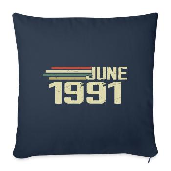 Juin 1991 Anniversaire Juin 1991 Juin 1991 Anniversaire - Housse de coussin décorative 45 x 45 cm - bleu marine - Devant