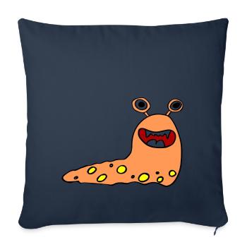 Schnecke Monster Orange Punkte - Sofakissenbezug 45 x 45 cm - Navy - Vorne