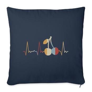 Cerises battement de cœur - Housse de coussin décorative 45 x 45 cm - bleu marine - Devant