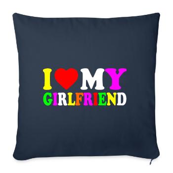 I love my girlfriend - Housse de coussin décorative 45 x 45 cm - bleu marine - Devant