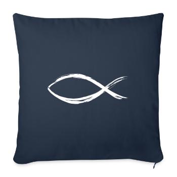Ichthys - Housse de coussin décorative 45 x 45 cm - bleu marine - Devant