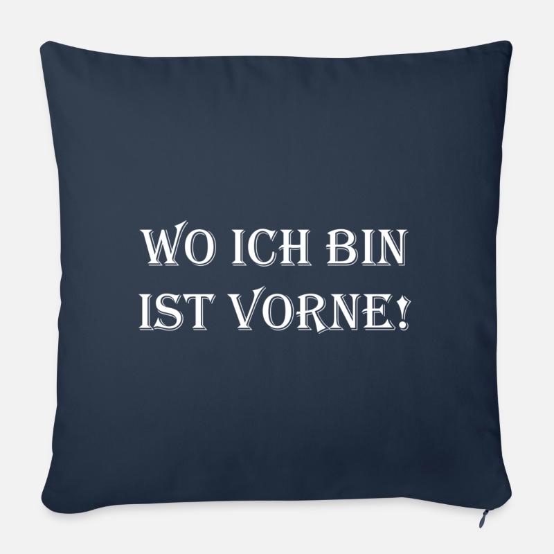 Wo ich bin ist vorne – Distressed Typografie - Sofakissenbezug 45 x 45 cm - Navy