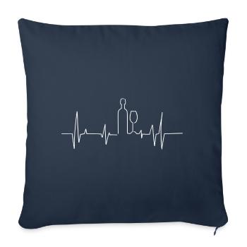 Wine Heartbeat Symbol Wine Drinker Wine Lover - Sofa pillowcase 17,3'' x 17,3'' (45 x 45 cm) - navy - Front
