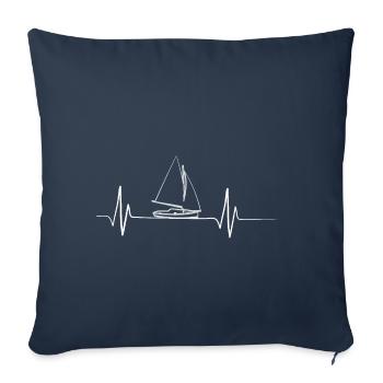 Segelboot Herzschlagkurve - Ich liebe Segeln - Sofakissenbezug 45 x 45 cm - Navy - Vorne
