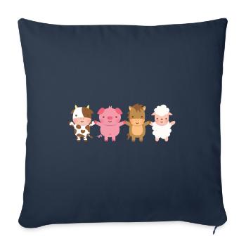 Cute Barn Animals Holding Hands - Sofa pillowcase 17,3'' x 17,3'' (45 x 45 cm) - navy - Front