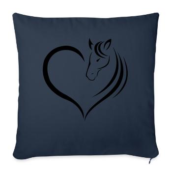 Amants de cheval - Chemise mignonne pour les filles - Housse de coussin décorative 45 x 45 cm - bleu marine - Devant