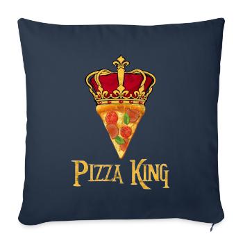 Pizza Crown King Pizzeria manger italien - Housse de coussin décorative 45 x 45 cm - bleu marine - Devant