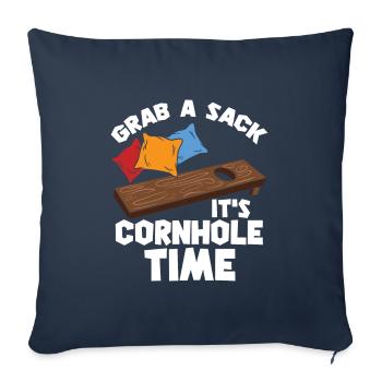Cornhole / Blind Hole Game - C'est l'heure du Cornhole - Housse de coussin décorative 45 x 45 cm - bleu marine - Devant