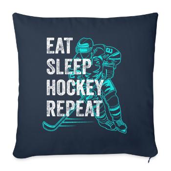 Manger dormir Hockey Répéter le hockey disant vintage - Housse de coussin décorative 45 x 45 cm - bleu marine - Devant