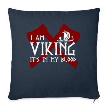 logo hache viking - Housse de coussin décorative 45 x 45 cm - bleu marine - Devant