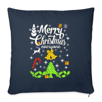 Joyeux Noël, Joyeux Noël, Joyeux Noël - Housse de coussin décorative 45 x 45 cm - bleu marine - Devant