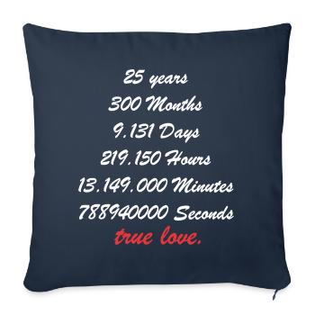 Chemise anniversaire de mariage en argent 25 ans mariés - Housse de coussin décorative 45 x 45 cm - bleu marine - Devant