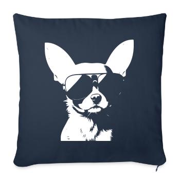 Drôle Chihuahua portant des lunettes de soleil Chihuahuas - Housse de coussin décorative 45 x 45 cm - bleu marine - Devant