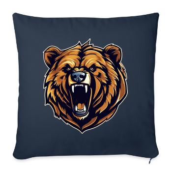Fier ours rugissant dans un style rétro - Housse de coussin décorative 45 x 45 cm - bleu marine - Devant