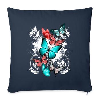 Papillon Coloré Coloré Beau Art Nature - Housse de coussin décorative 45 x 45 cm - bleu marine - Devant