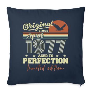 April 1977 Gift | 48th Anniversary April 1977 - Sofa pillowcase 17,3'' x 17,3'' (45 x 45 cm) - navy - Front
