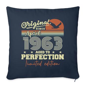 Cadeau Avril 1963 | 62ème Anniversaire Avril 1963 - Housse de coussin décorative 45 x 45 cm - bleu marine - Devant