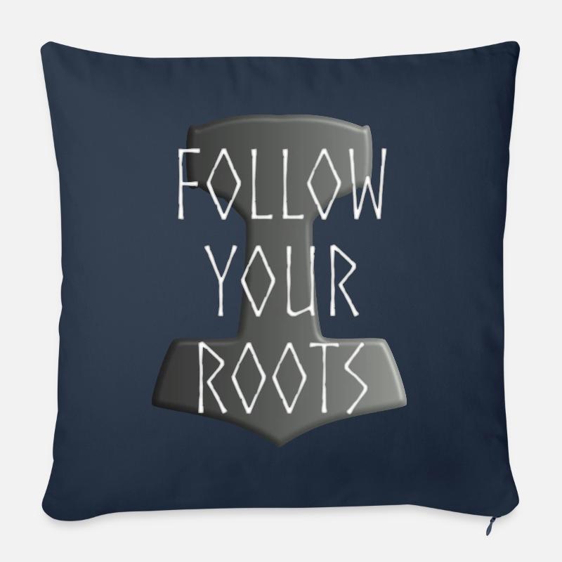 Mjölnir Donar Hammer Thor - Follow your Roots grau - Sofakissenbezug 45 x 45 cm - Navy