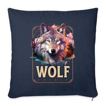 Wolf Wolf Head Nature Wilderness Adventure Forest Art - Sofa pillowcase 17,3'' x 17,3'' (45 x 45 cm) - navy - Front