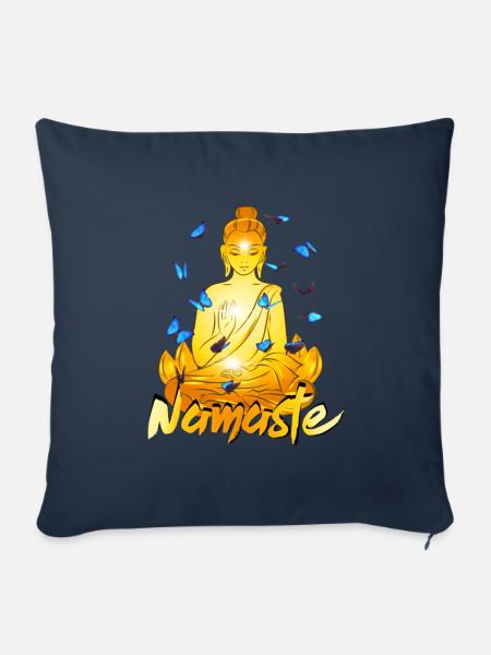 Namaste Yoga Buddha - Sofakissenbezug 45 x 45 cm - Navy