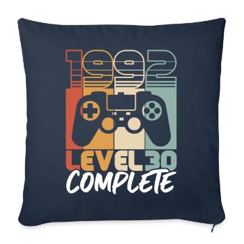 30 Anniversaire Né 1992 Niveau 30 Complet - Housse de coussin décorative 45 x 45 cm - bleu marine - Devant