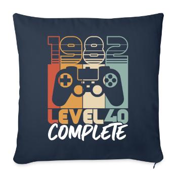 40 Anniversaire Naissance 1982 Niveau 40 Complet - Housse de coussin décorative 45 x 45 cm - bleu marine - Devant