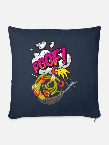 Pop Art Kochen Retro Comic Ästhetik Wok Kulinarik - Sofakissenbezug 45 x 45 cm - Navy