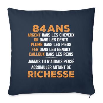 84 Ans Cadeau D'anniversaire Drôle Cadeau 84 ans - Housse de coussin décorative 45 x 45 cm - bleu marine - Devant