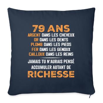 79 Ans Cadeau D'anniversaire Drôle Cadeau 79 ans - Housse de coussin décorative 45 x 45 cm - bleu marine - Devant